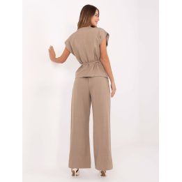 Moteriškas liemenės ir kelnių komplektas Moda Italy, tamsiai smėlio