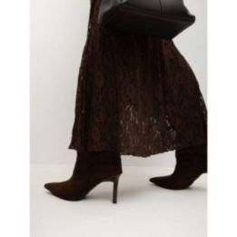 Moteriškas midi sijonas su nėriniais Italy Moda, ruda