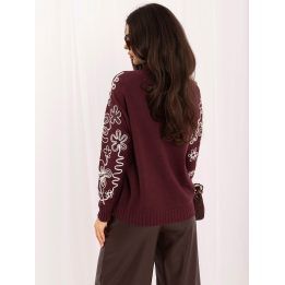 Moteriškas viskozės megztinis su siuvinėjimu Italy Moda, bordo