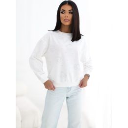 Moteriškas medvilninis džemperis Italy Moda, kreminis