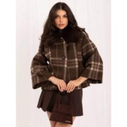 Moteriškas paltas su vilna Italy Moda, rudas