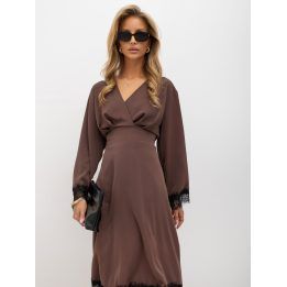 Moteriška platėjanti midi suknelė Italy Moda, tamsiai smėlio