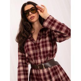 Moteriška medvilninė mini marškininė suknelė Italy Moda, bordo