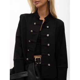 Moteriškas medvilninis dvieilis švarkas Italy Moda, juodas
