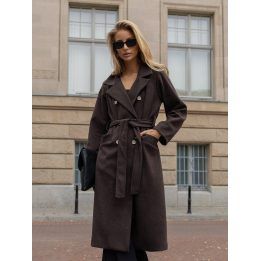Moteriškas demisezoninis paltas su apykakle Rue Paris, rudas