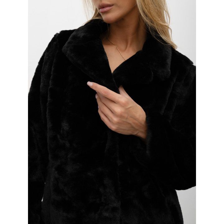Moteriškas žieminis midi paltas su apykakle Italy Moda, juodas