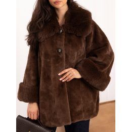 Moteriškas žieminis paltas su apykakle Italy Moda, ruda