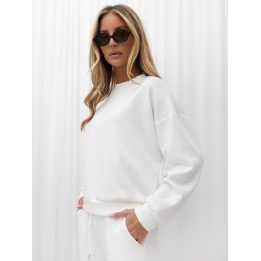 Moteriškas sportinis komplektas su akmenukais Italy Moda, kreminis