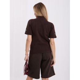 Moteriškas viskozės megztinis su golfo apykakle Italy Moda, ruda