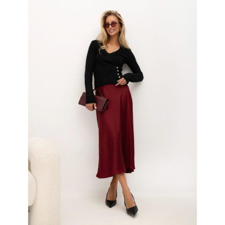 Moteriškas platėjantis midi sijonas Italy Moda, bordo