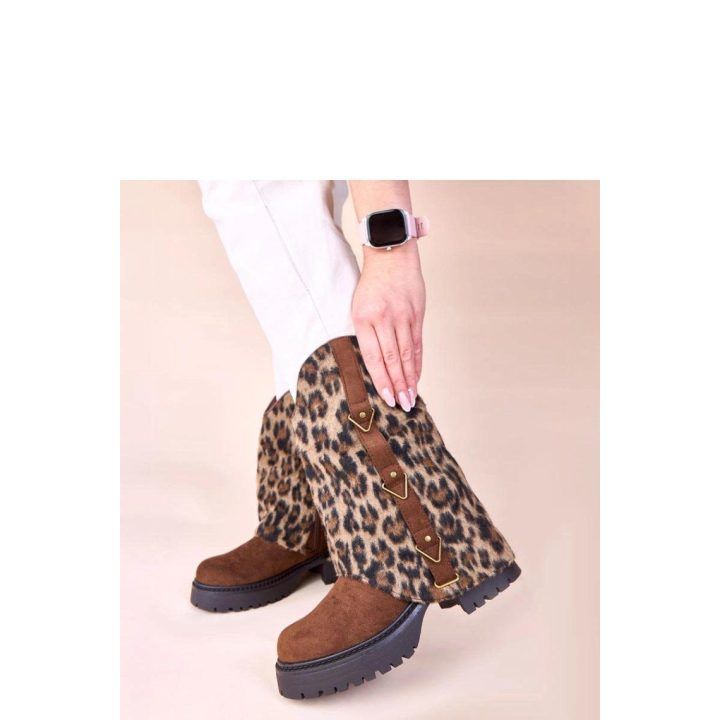 Moteriški aulinukai su leopardo rašto aulo kraštu Solea, rudi