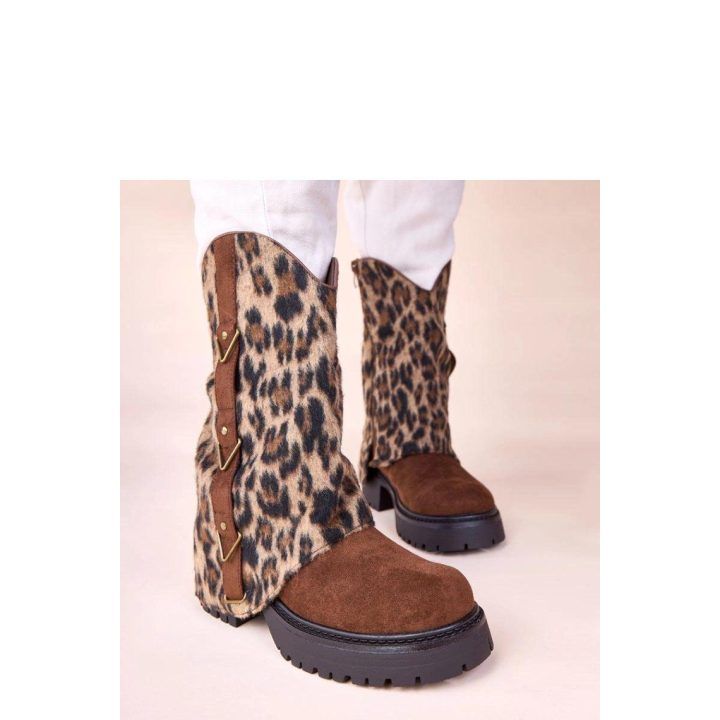 Moteriški aulinukai su leopardo rašto aulo kraštu Solea, rudi