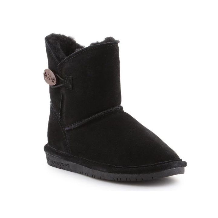 Vaikiški odiniai sniego batai su natūraliu kailiu BearPaw, juodi