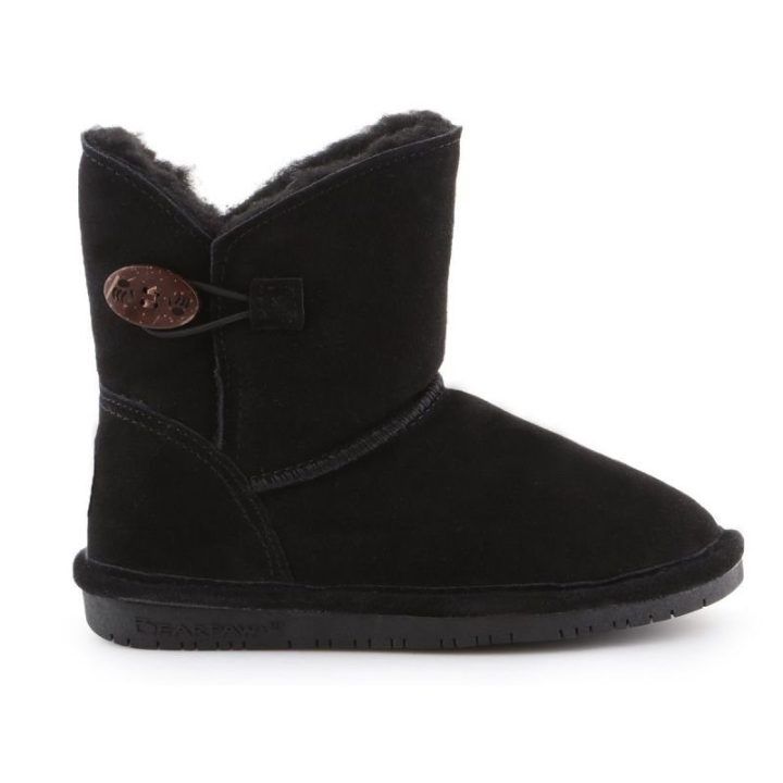 Vaikiški odiniai sniego batai su natūraliu kailiu BearPaw, juodi