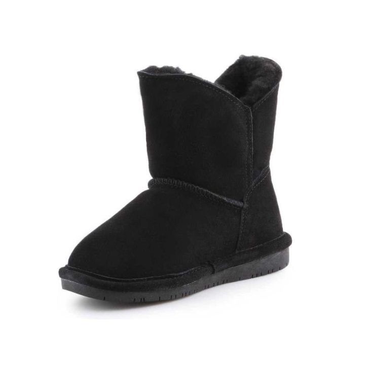 Vaikiški odiniai sniego batai su natūraliu kailiu BearPaw, juodi