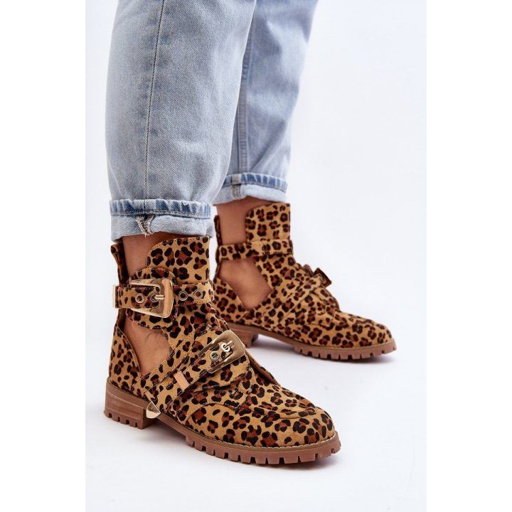 Moteriški zomšiniai aulinukai su leopardo raštu Lu Boo, rudi