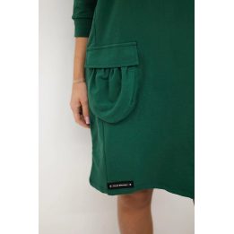 Medvilninė suknelė su gobtuvu, 92 cm, tamsiai žalia