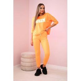 Moteriškas komplektas „Queen“: palaidinė ir kelnės, oranžinis