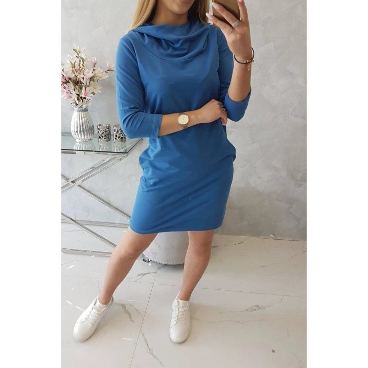Suknelė su gobtuvu, džinsinė