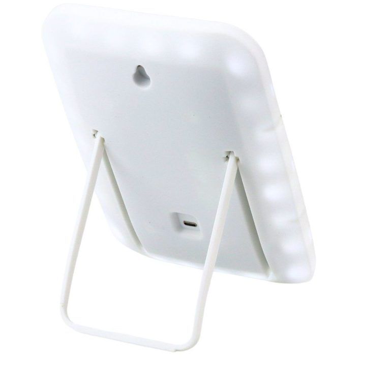 Kosmetinis veidrodis su LED apšvietimu, 17,5 × 13 × 2 cm, baltas