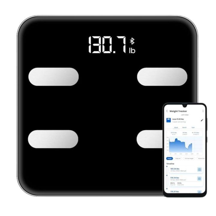 Kūno svarstyklės su Bluetooth ir kūno sudėties analize, 180 kg