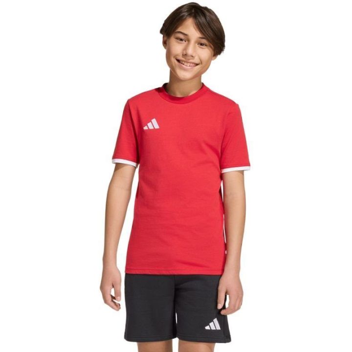 Vaikiški medvilniniai marškinėliai adidas Entrada 26, raudoni