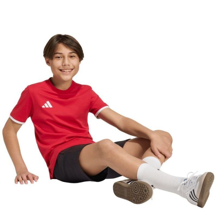 Vaikiški medvilniniai marškinėliai adidas Entrada 26, raudoni