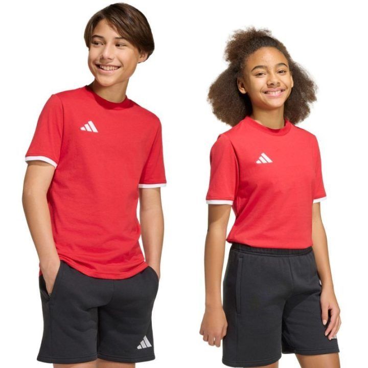 Vaikiški medvilniniai marškinėliai adidas Entrada 26, raudoni