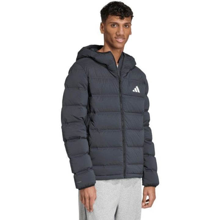 Vyriška pūkinė striukė su gobtuvu adidas Helionic, juoda