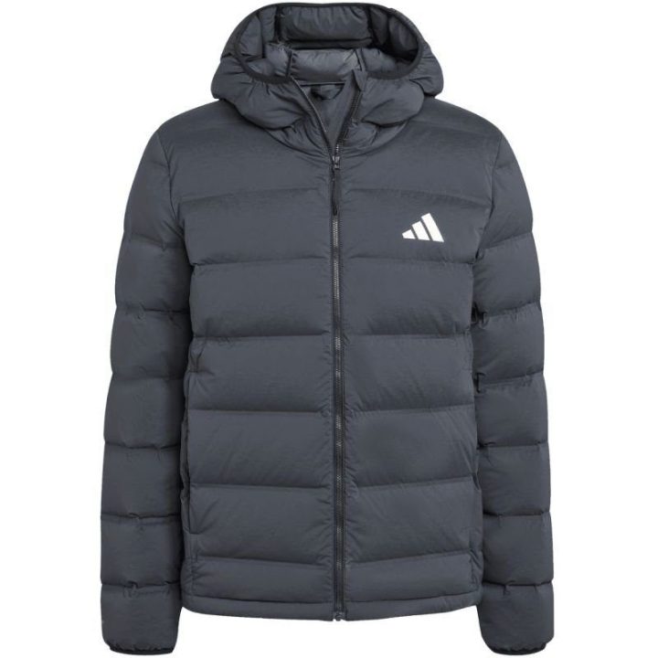 Vyriška pūkinė striukė su gobtuvu adidas Helionic, juoda