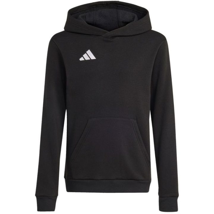 Vaikiškas medvilninis džemperis su gobtuvu adidas Entrada 26, juodas
