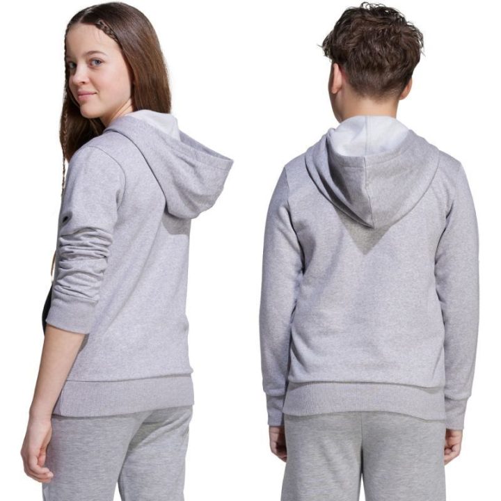 Vaikiškas medvilninis džemperis su gobtuvu adidas Essentials, pilkas