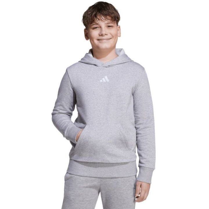 Vaikiškas medvilninis džemperis su gobtuvu adidas Essentials, pilkas
