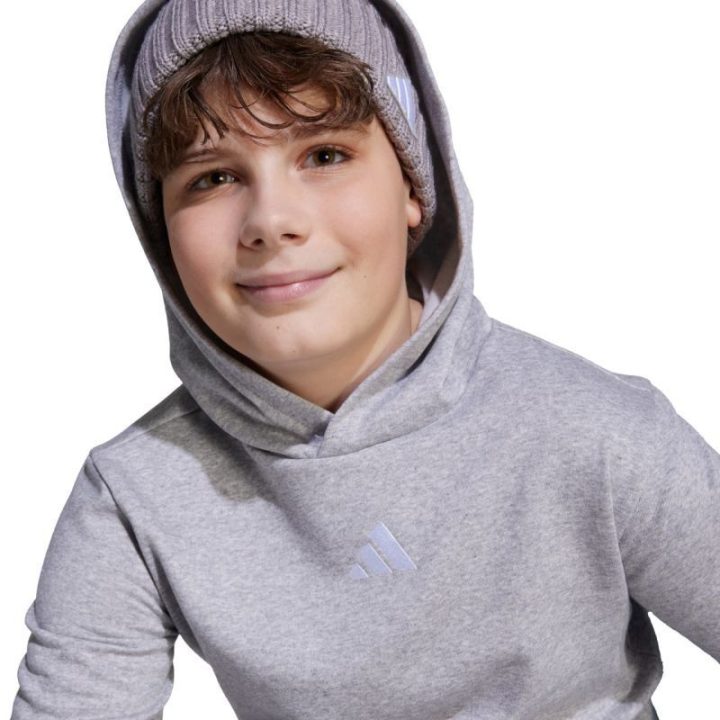 Vaikiškas medvilninis džemperis su gobtuvu adidas Essentials, pilkas