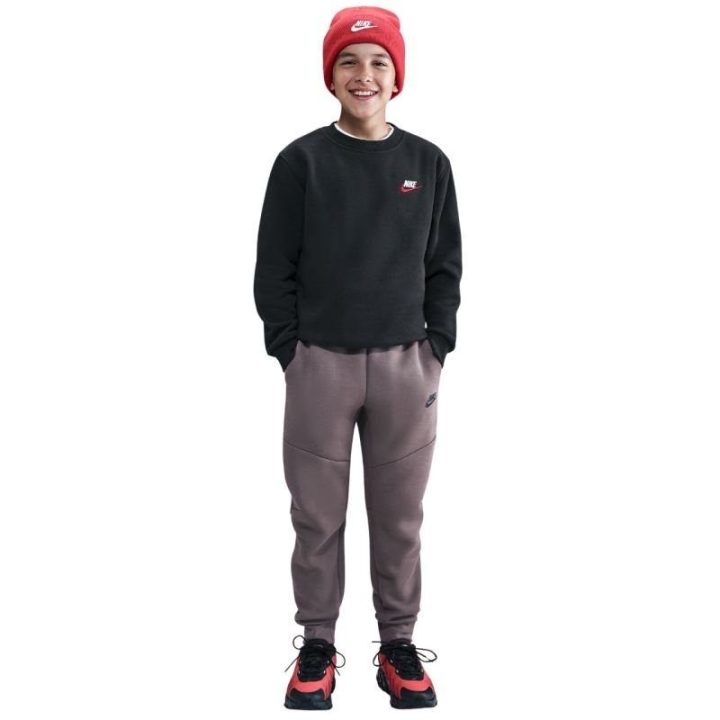 Vaikiškas medvilninis džemperis Nike Sportswear Club Fleece, juodas