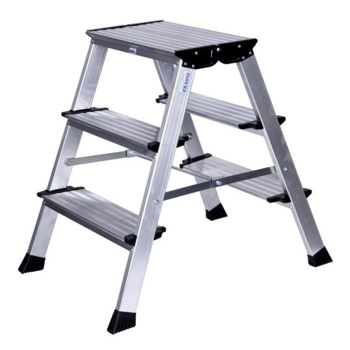 Sulankstomos kopėtėlės KRAUSE Treppo, 2 × 3 pakopos, sidabro spalvos