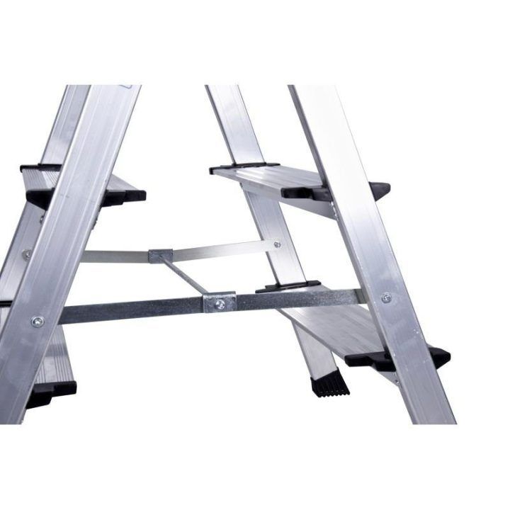 Sulankstomos kopėtėlės KRAUSE Treppo, 2 × 3 pakopos, sidabro spalvos