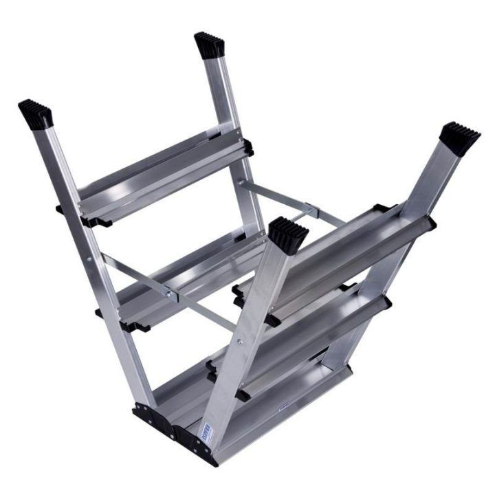 Sulankstomos kopėtėlės KRAUSE Treppo, 2 × 3 pakopos, sidabro spalvos