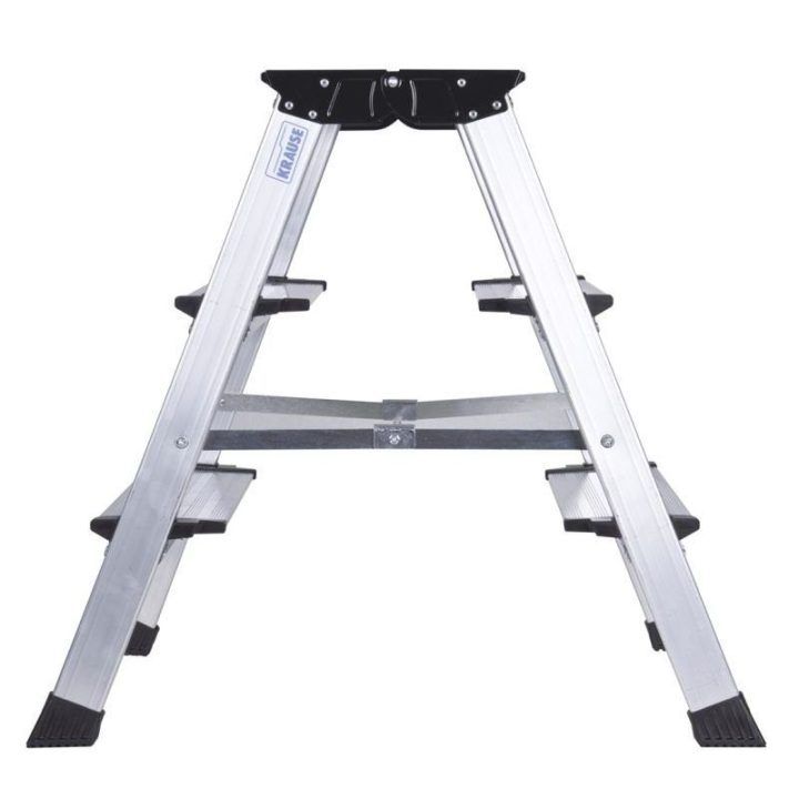 Sulankstomos kopėtėlės KRAUSE Treppo, 2 × 3 pakopos, sidabro spalvos