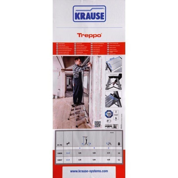 Sulankstomos kopėtėlės KRAUSE Treppo, 2 × 3 pakopos, sidabro spalvos