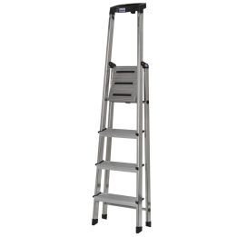 Pastatomos kopėčios su 4 pakopomis Krause Safety, sidabrinės