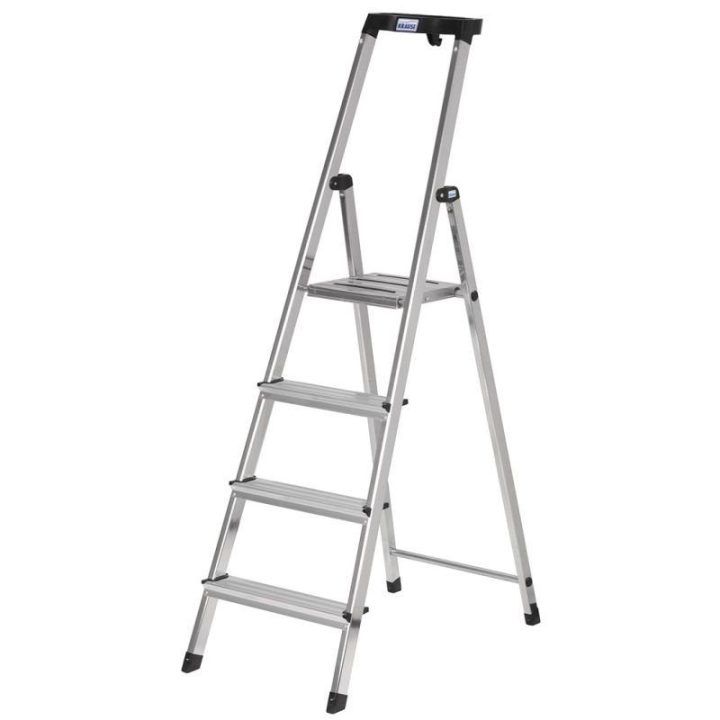 Pastatomos kopėčios su 4 pakopomis Krause Safety, sidabrinės
