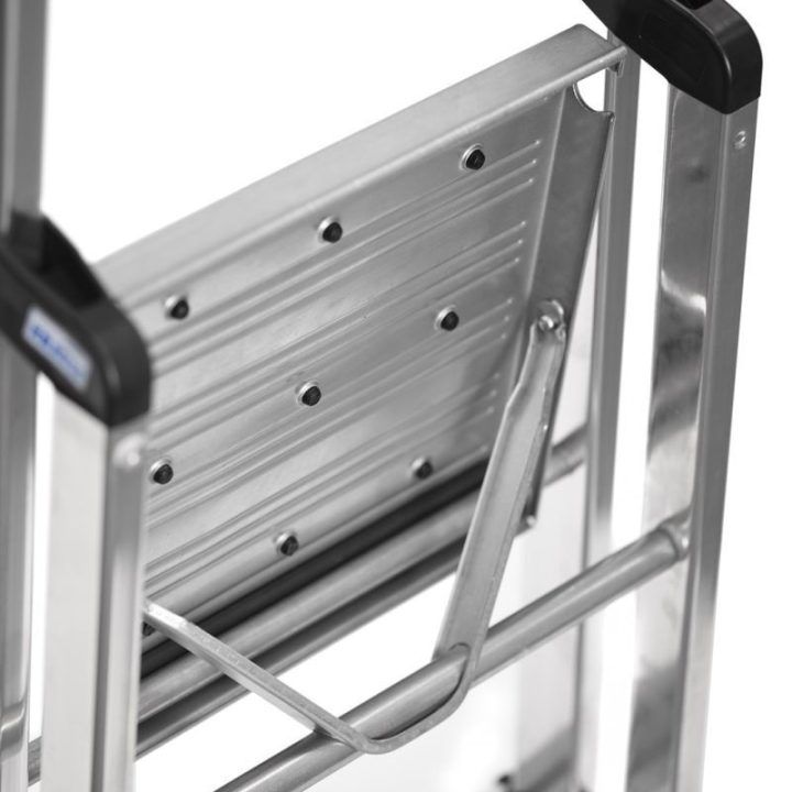 Pastatomos kopėčios su 4 pakopomis Krause Safety, sidabrinės