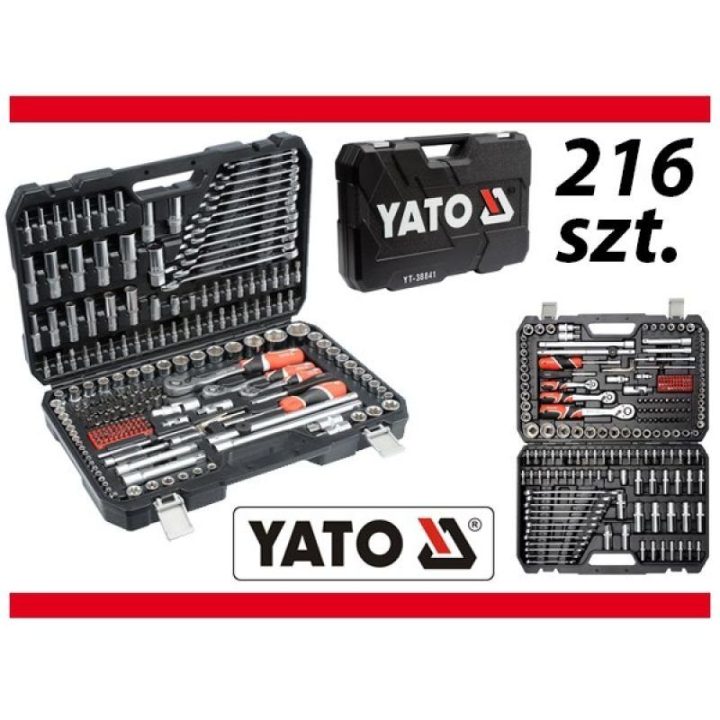 Galvučių ir raktų komplektas YATO YT-38841, 216 dalių