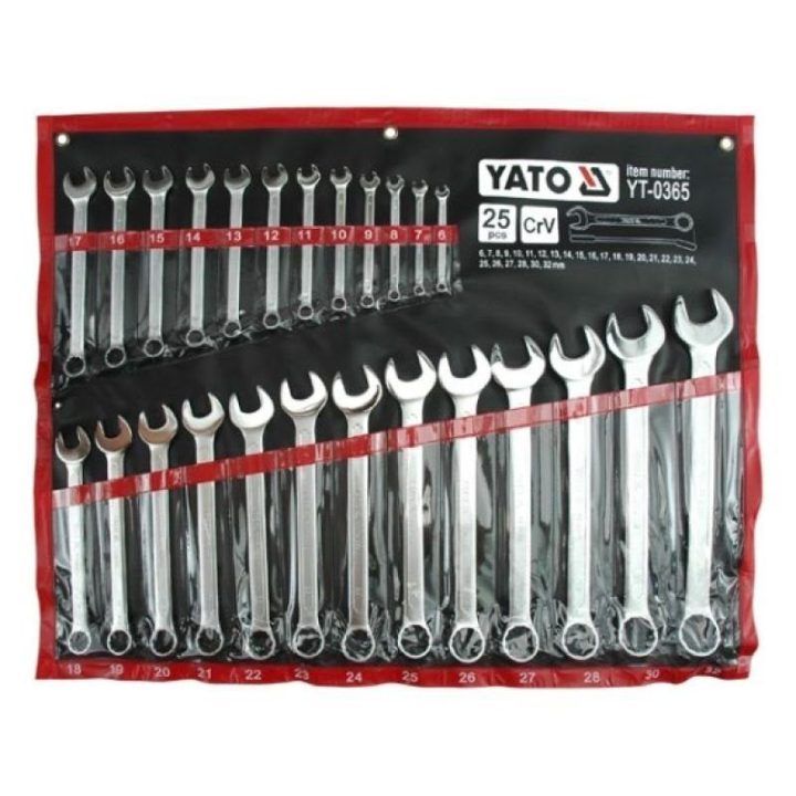 Kombinuotų veržliarakčių rinkinys YATO YT-0365, 25 vnt., chromo spalvos