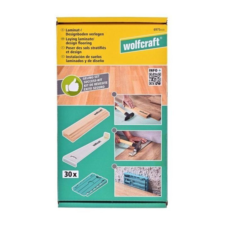 Grindų dangos klojimo įrankių rinkinys Wolfcraft, 3 vnt., pilkas