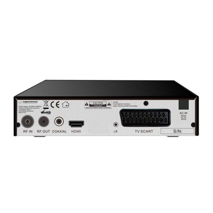 DVB-T2 imtuvas Esperanza EV106P su H.265/HEVC, juodas