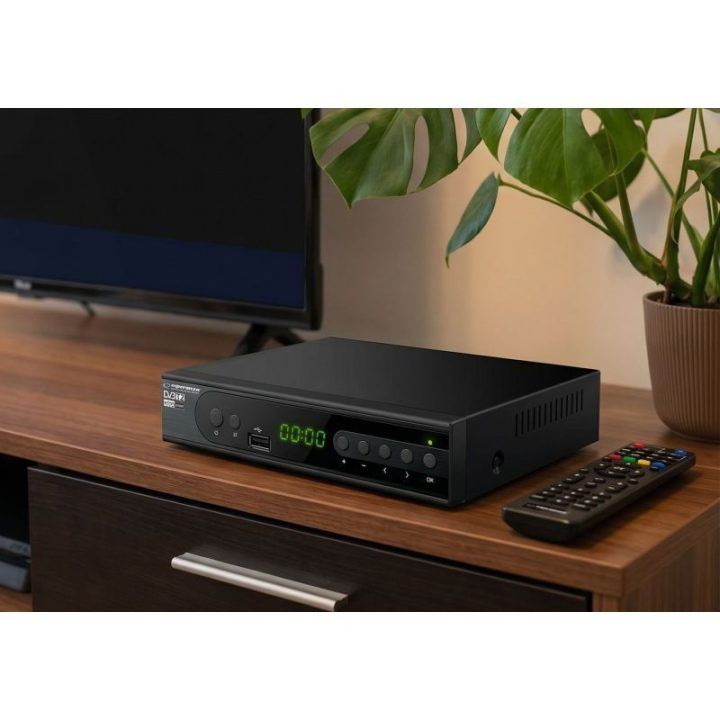 DVB-T2 imtuvas Esperanza EV106P su H.265/HEVC, juodas