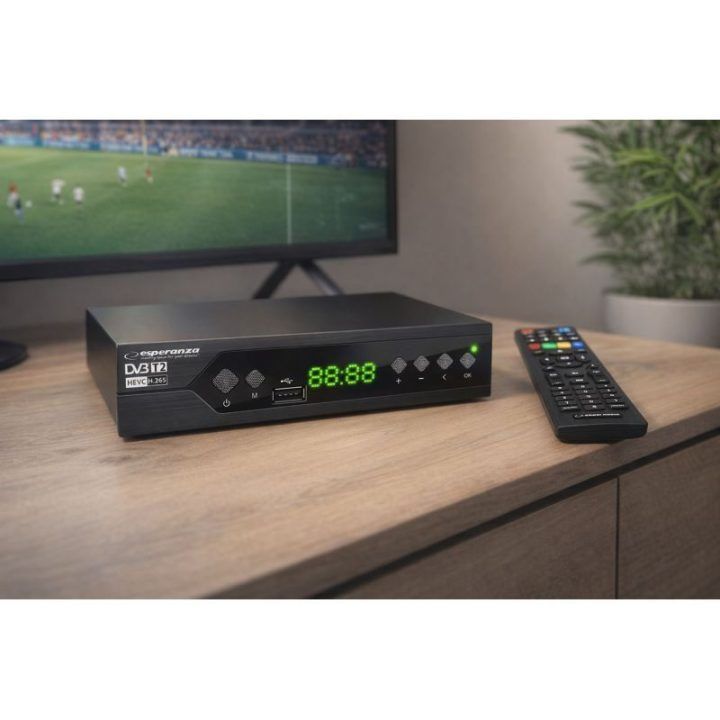 DVB-T2 imtuvas H.265/HEVC Esperanza EV107R, juodas