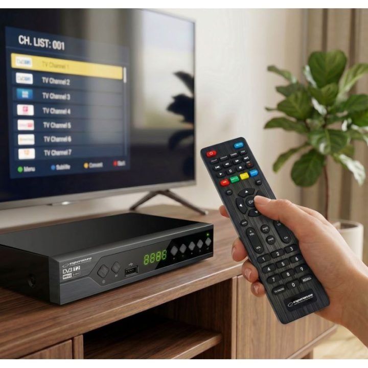 DVB-T2 imtuvas H.265/HEVC Esperanza EV107R, juodas
